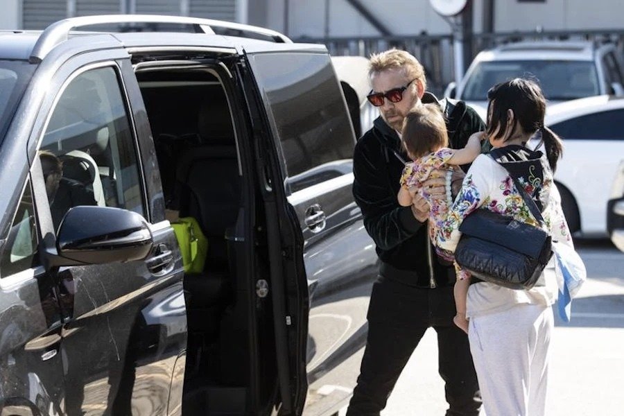 Nicolas Cage with his wife Riko Shibata and their daughter August Francesca.