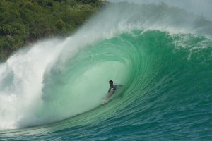 Mason Ho in the barrel at Padang Padang