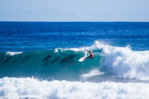 Gabriela Bryan surfs in the final at the Western Australia Margaret River Pro. 