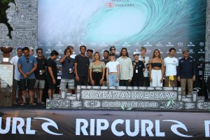 The professional surfers gathered at the press conference