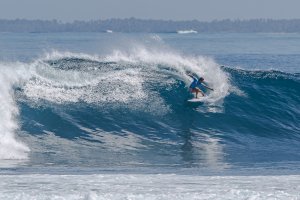 Mahina Maeda (JPN) dalam perjalanannya ke babak 32 besar pada hari ke-4 Krui Pro QS5000